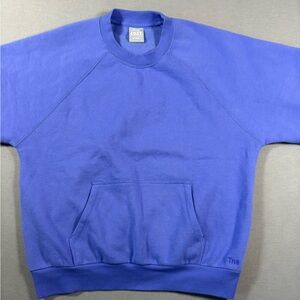 TNA Cozy Fleece Boyfriend Short Sleeve Sweatshirt in Blue/Purple Size Small